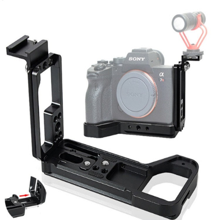 Vertical Shoot Quick Release L Plate Bracket Base Holder with Hot Shoe for Sony ILCE-7RM4 / A7R4 / A7R IV