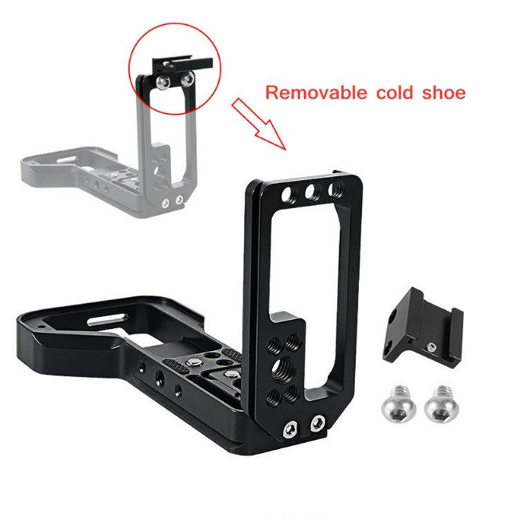 Vertical Shoot Quick Release L Plate Bracket Base Holder with Hot Shoe for Sony ILCE-7RM4 / A7R4 / A7R IV