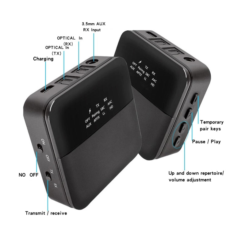 B20 2-in-1 Bluetooth 5.0 Audio Adapter Transmitter Receiver with Noise Reduction and Flexible Audio Formats