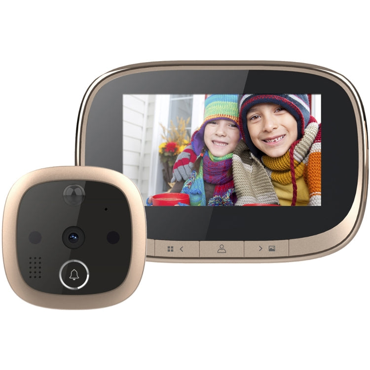 SF550 4.3 inch Screen 1.0MP Security Digital Door Viewer with 12 Polyphonic Music, Support PIR Motion Detection & Infrared Night Vision & 145 Degrees Wide Angle & TF Card (Gold)