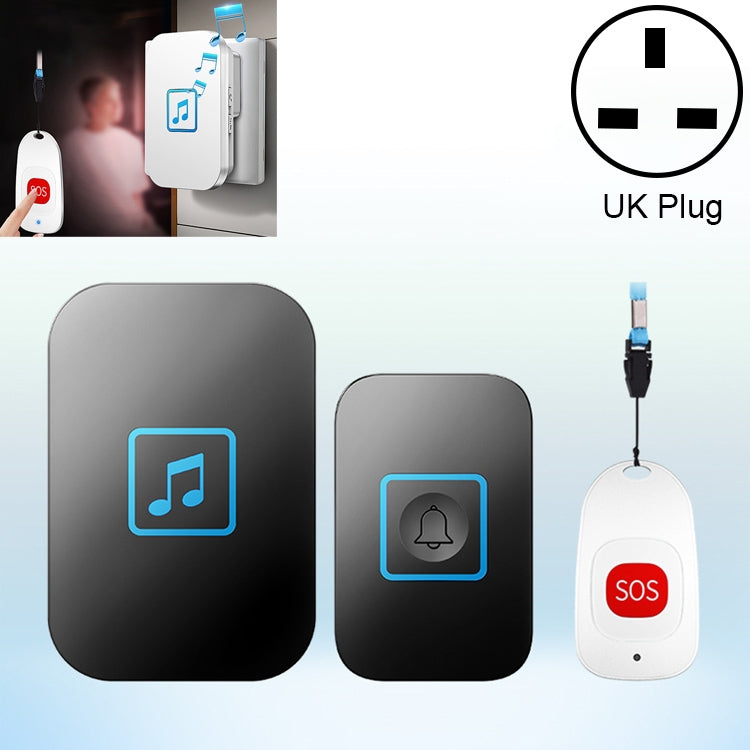 Wireless Emergency Alarm and Remote Call Bell for Elderly and Children, UK Plug (Black)