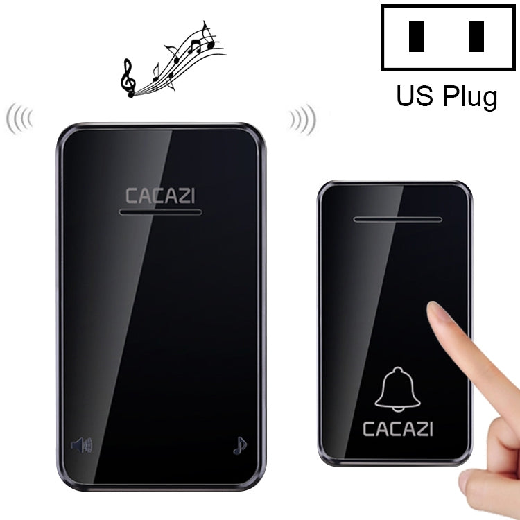 CACAZI FA8 Self-Powered Wireless Doorbell with US Plug in Black