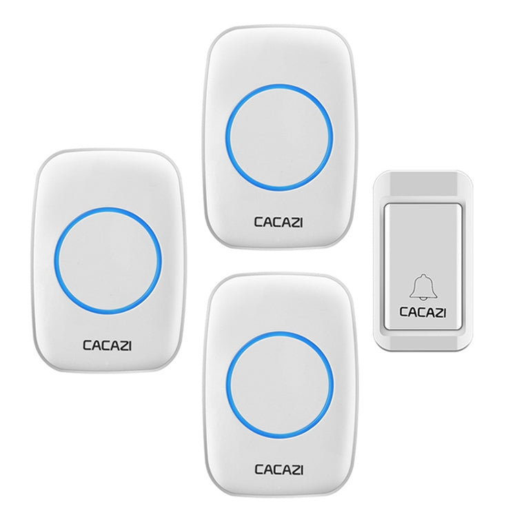 Self-Powered Wireless Home Cordless Bell with Three Receivers, EU Plug (White)