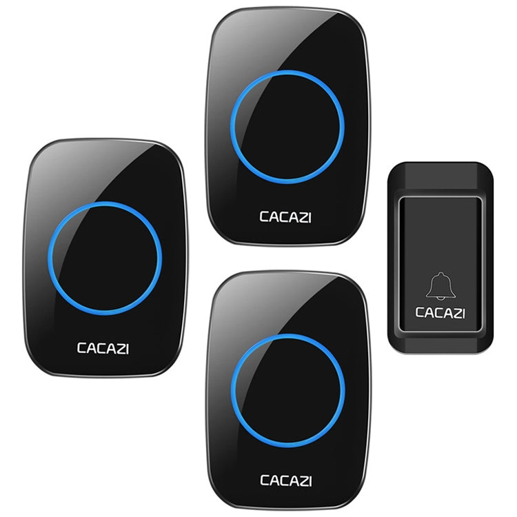 CACAZI A10G Self-Powered Wireless Cordless Doorbell with Three Receivers and UK Plug