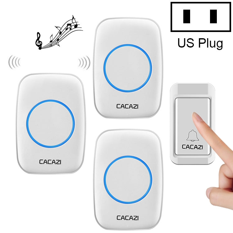 Wireless Self-Powered Doorbell with Three Receivers and US Plug