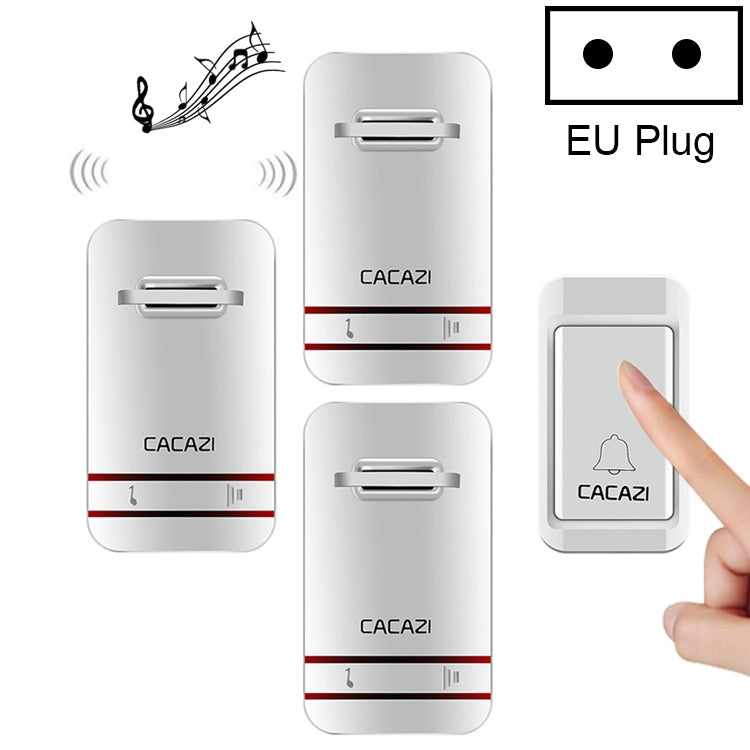 Wireless Home Kinetic Electronic Doorbell with Three Receivers and Self-Powered Technology, EU Plug