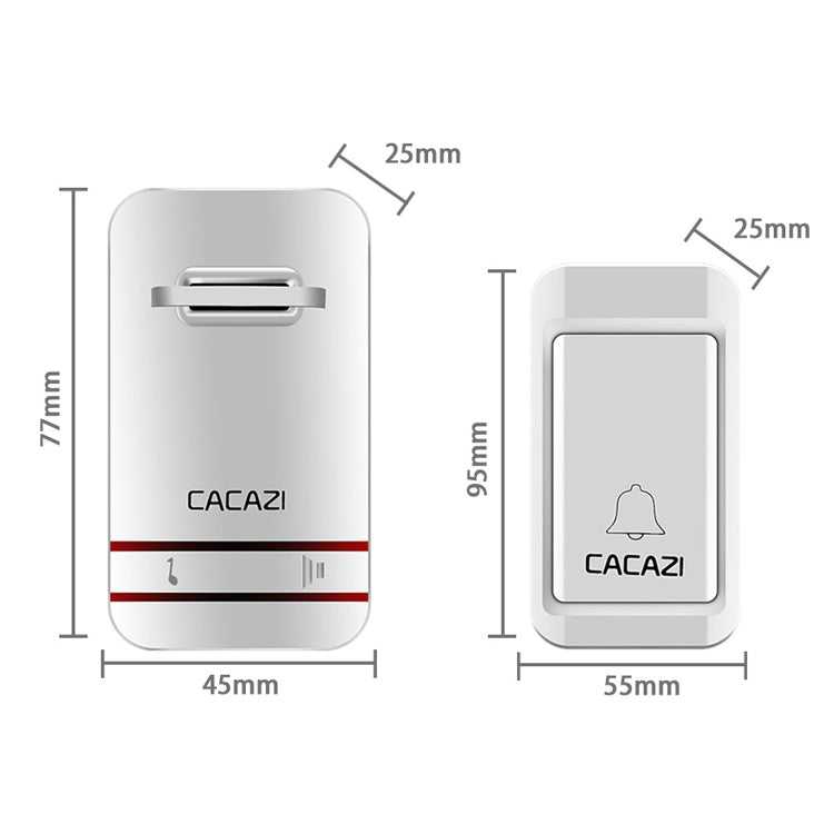 CACAZI V027G Self-Powered Wireless Kinetic Electronic Doorbell With One Receiver, US Plug