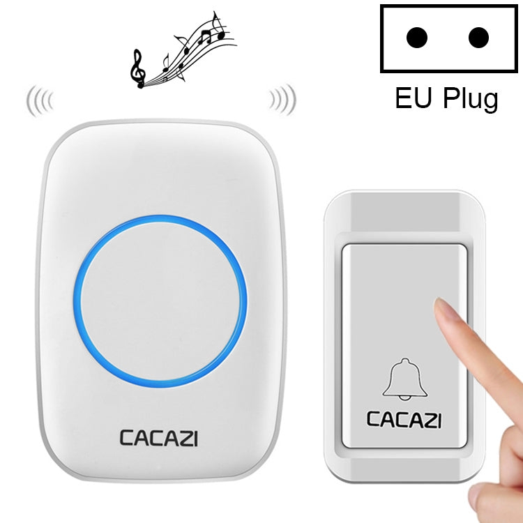 CACAZI A10G Self-Powered Wireless Doorbell with One Receiver, EU Plug (White)