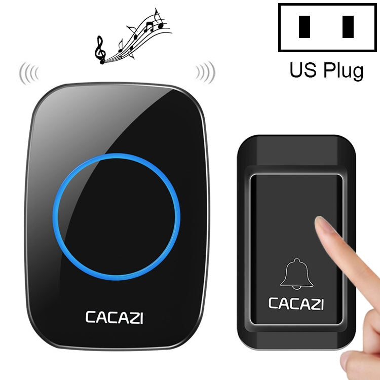 Self-Powered Wireless Doorbell with One Receiver, US Plug(Black)