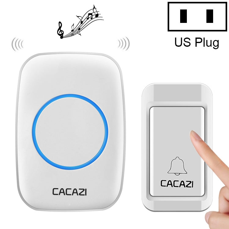 CACAZI A10G Self-Powered Wireless Home Cordless Doorbell with One Button and One Receiver, US Plug (White)