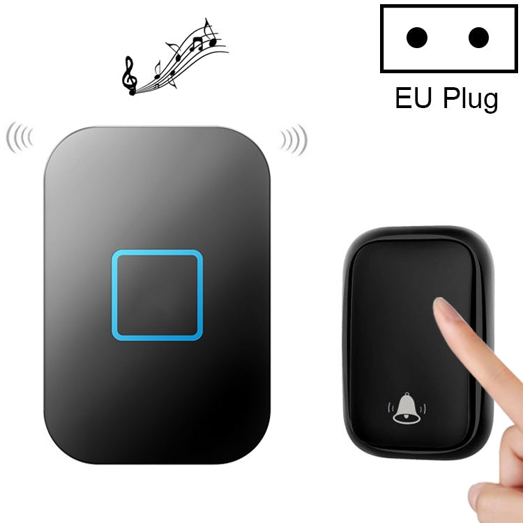 Smart Home Wireless Doorbell with Self-Powered Button and Customizable Ringtones (EU Plug, Black)