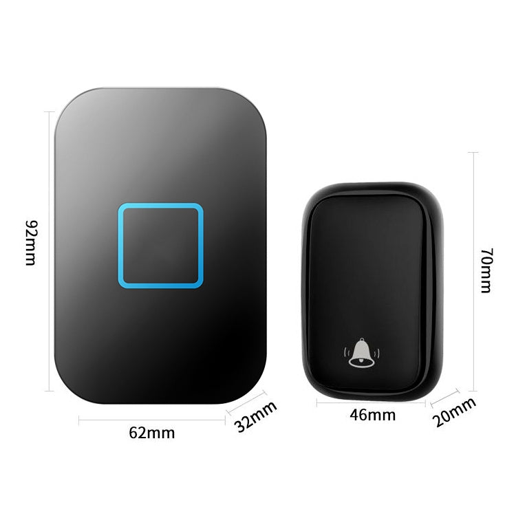 Smart Home Wireless Doorbell with Self-Powered Button and Customizable Ringtones (EU Plug, Black)