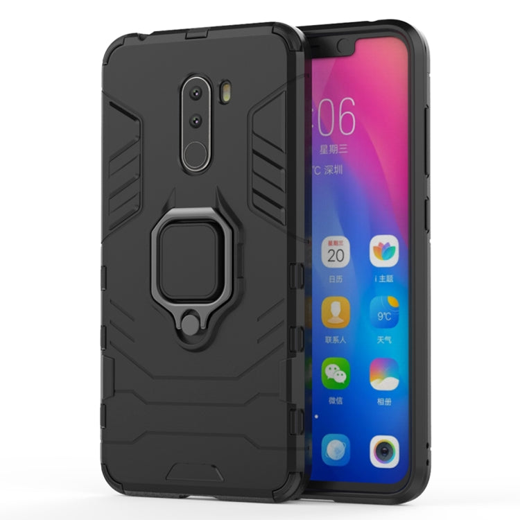 Shockproof Protective Case with Magnetic Ring Holder for Xiaomi Pocophone F1 - Black