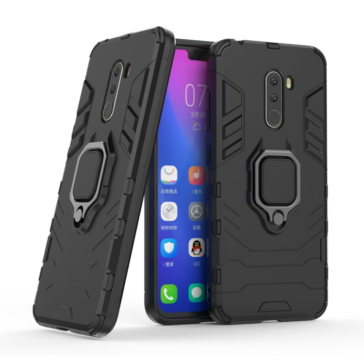 Shockproof Protective Case with Magnetic Ring Holder for Xiaomi Pocophone F1 - Black