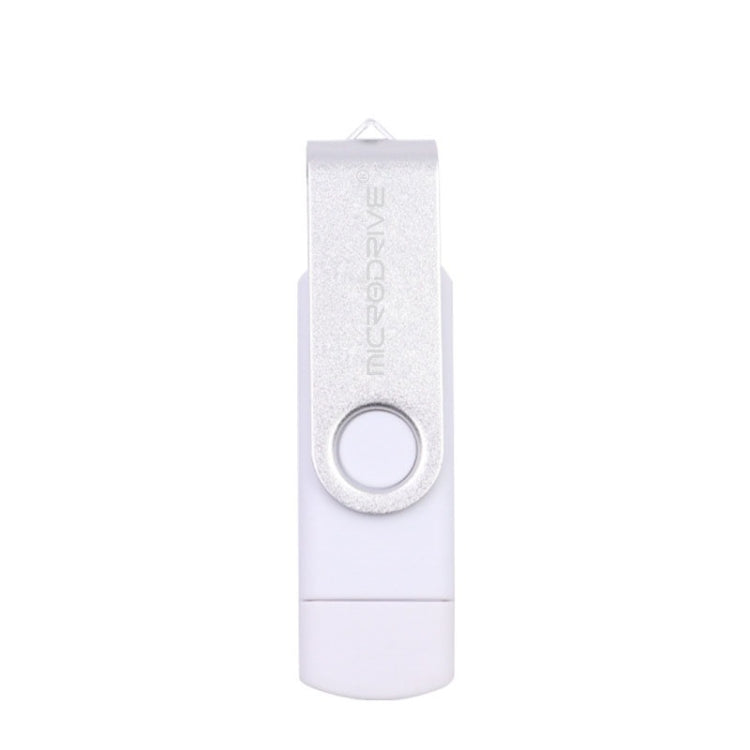 MicroDrive 16GB USB 2.0 Dual-use Rotary OTG Metal U Disk (White)