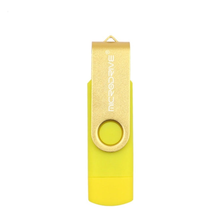 Dual-Use 16GB MicroDrive USB 2.0 OTG Metal U Disk (Yellow)