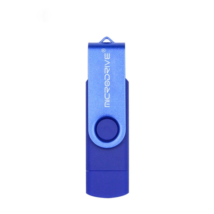 32GB USB 2.0 Dual-Use Rotating OTG Metal U Disk (Blue)
